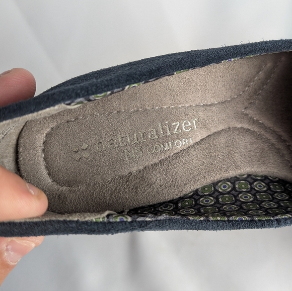 NATURALIZER Paisley Leather Suede Wedge Women Shoes Size 4.5 US Navy Blue - Picture 9 of 10